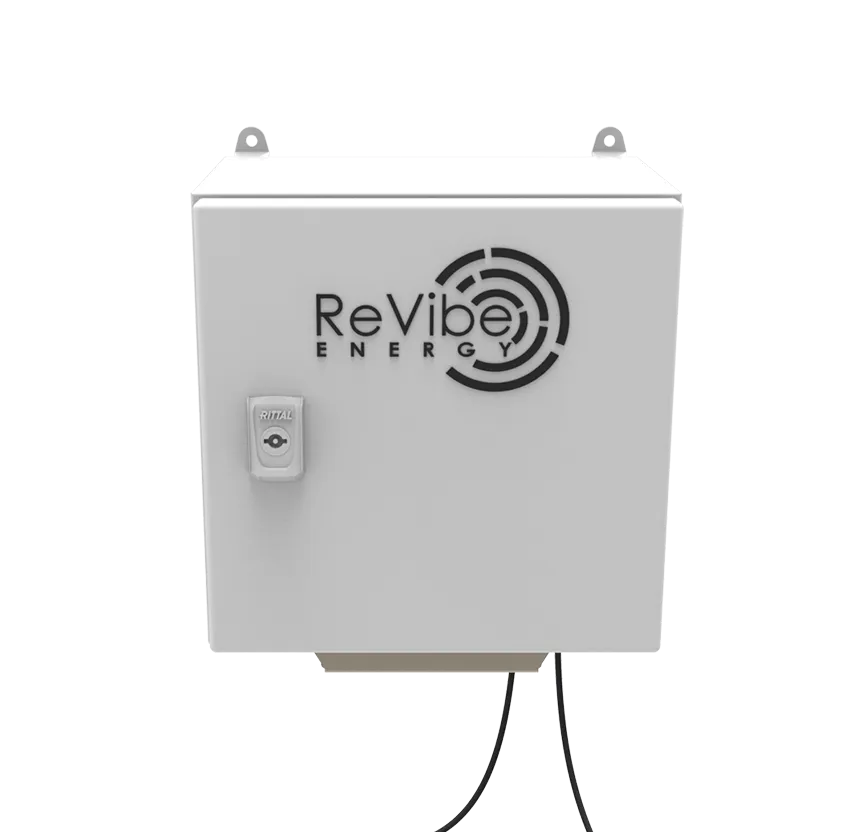 The ReVibe Anura Base Hub in a studio-like setting with white background, from its right side