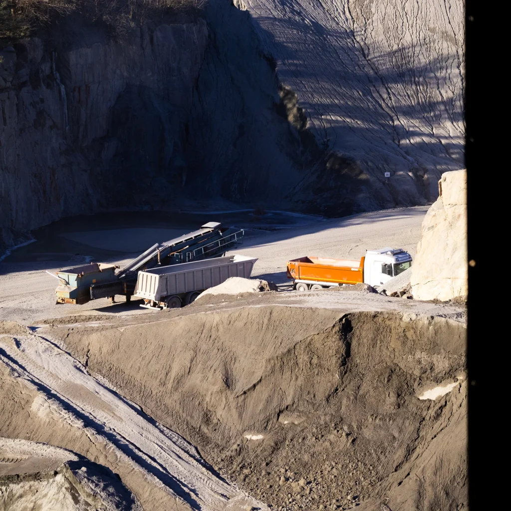 Aggregate transportation at a aggregate plant.